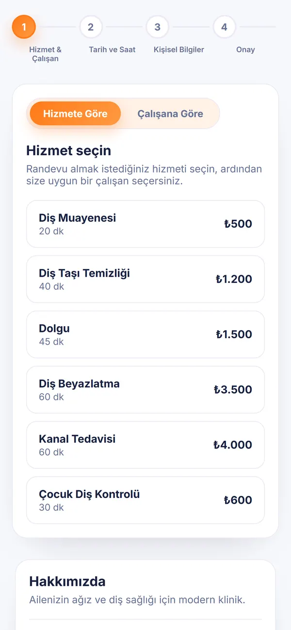 Müşterinin randevu alması için çalışan Kolivox uygulamasından alınmış gerçek ekran görüntüsü